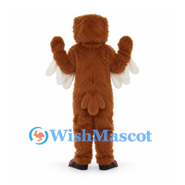 Owl Mascot Costume in Brown with White Belly and Large Round Eyes