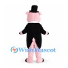 Pig Mascot Costume in Pink with Black Tuxedo and Top Hat
