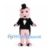 Pig Mascot Costume in Pink with Black Tuxedo and Top Hat