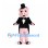 Pig Mascot Costume in Pink with Black Tuxedo and Top Hat