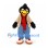 Crow Mascot Costume in Black with Beige Jacket Red Scarf and Blue Trousers