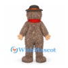 Forest Creature Mascot Costume in Gray with Shaggy Fur Hat and Red Scarf