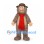 Forest Creature Mascot Costume in Gray with Shaggy Fur Hat and Red Scarf