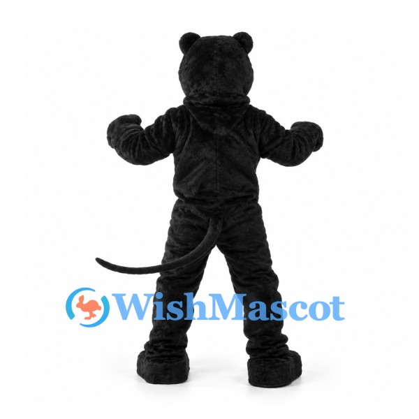 Panther Mascot Costume in Black with Large Paws and Long Tail