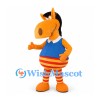 Horse Mascot Costume in Orange with Blue Shirt and Red Striped Trousers