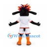 Sheep Mascot Costume in Black with Multicolor Hair and White Sports Uniform
