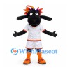 Sheep Mascot Costume in Black with Multicolor Hair and White Sports Uniform