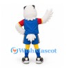 Eagle Mascot Costume in White with Blue and Red Sports Uniform and Eyelashes