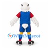 Eagle Mascot Costume in White with Blue and Red Sports Uniform and Sunglasses