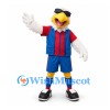 Eagle Mascot Costume in White with Blue and Red Sports Uniform and Sunglasses