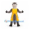Badger Mascot Costume in Gray with Yellow Basketball Uniform