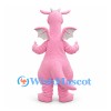 Dragon Mascot Costume in Pink with White Belly Horns and Small Wings