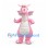 Dragon Mascot Costume in Pink with White Belly Horns and Small Wings