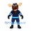 Moose Mascot Costume in Brown with Navy Hockey Uniform and Goggles