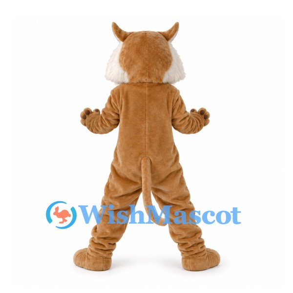 Lynx Mascot Costume in Tan with White Belly and Ear Tufts