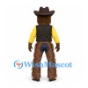 Cowboy Mascot Costume with Brown Hat Yellow Shirt and Fringed Chaps