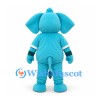 Elephant Mascot Costume in Teal with White Tusks and Striped Cuffs