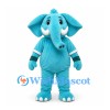 Elephant Mascot Costume in Teal with White Tusks and Striped Cuffs