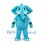 Elephant Mascot Costume in Teal with White Tusks and Striped Cuffs