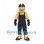 Construction Worker Mascot Costume in Yellow Plaid Shirt with Black Overalls and Helmet