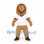 Lion Mascot Costume in Tan with Long Brown Mane and White Shirt