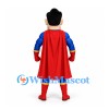 Superhero Mascot Costume in Blue with Red Cape and Eye Mask