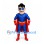 Superhero Mascot Costume in Blue with Red Cape and Eye Mask