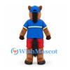 Horse Mascot Costume in Brown with Blue Shirt Red Shorts and Cap
