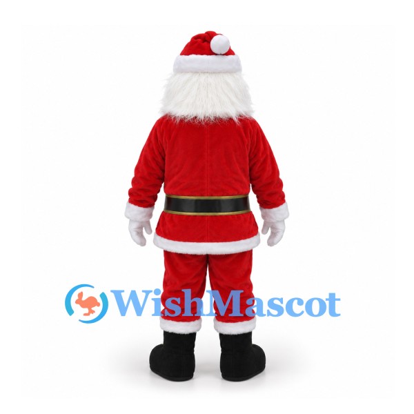 Santa Claus Mascot Costume in Red Suit with White Beard and Gold Belt