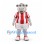 Hippo Mascot Costume in Gray with Red and White Striped Sports Uniform