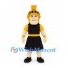 Spartan Mascot Costume in Black and Gold with Crested Helmet