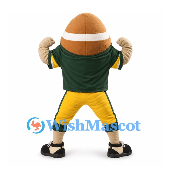 Football Character Mascot Costume in Green Jersey and Yellow Trousers