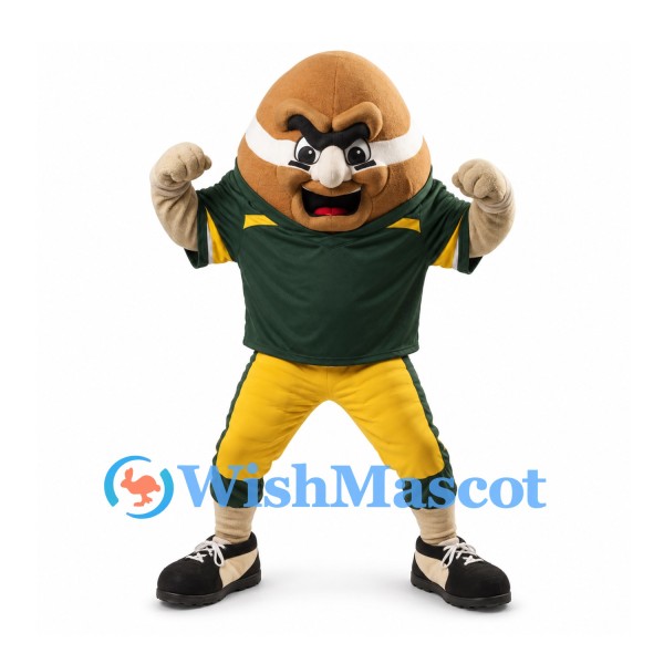 Football Character Mascot Costume in Green Jersey and Yellow Trousers
