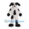 Dog Mascot Costume in White with Black Patches and Floppy Ears