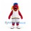 Monster Mascot Costume in Red with Blue Hair and White Basketball Uniform