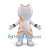 Cyclops Mascot Costume in Silver with Orange Stripes and Colored Wristbands