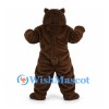 Bear Mascot Costume in Dark Brown with Open Mouth and Large Paws