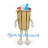 Trash Bin Mascot Costume with Tan Slatted Body and Recyclable Container Details
