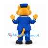 Cat Mascot Costume in Gold with Blue Bellhop Uniform and Hat