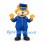 Cat Mascot Costume in Gold with Blue Bellhop Uniform and Hat