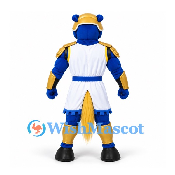 Horse Mascot Costume in Blue and Gold with White Egyptian Style Outfit