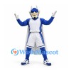 Warrior Mascot Costume in Blue with White Sports Uniform and Cape