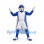 Warrior Mascot Costume in Blue with White Sports Uniform and Cape