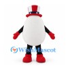 Egg Mascot Costume in White with Yellow Center and Red Striped Top Hat