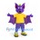 Bat Mascot Costume in Purple with Yellow Sports Shirt and Spread Wings