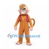Monkey Mascot Costume in Tan with Pink Backpack and Long Tail