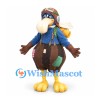 Vulture Mascot Costume in Brown with Aviator Hat and Hiking Backpack