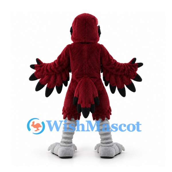Bird Mascot Costume in Burgundy with White Chest and Gray Feet