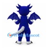 Dragon Mascot Costume in Royal Blue with White Belly Horns and Wings
