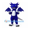 Dragon Mascot Costume in Royal Blue with White Belly Horns and Wings